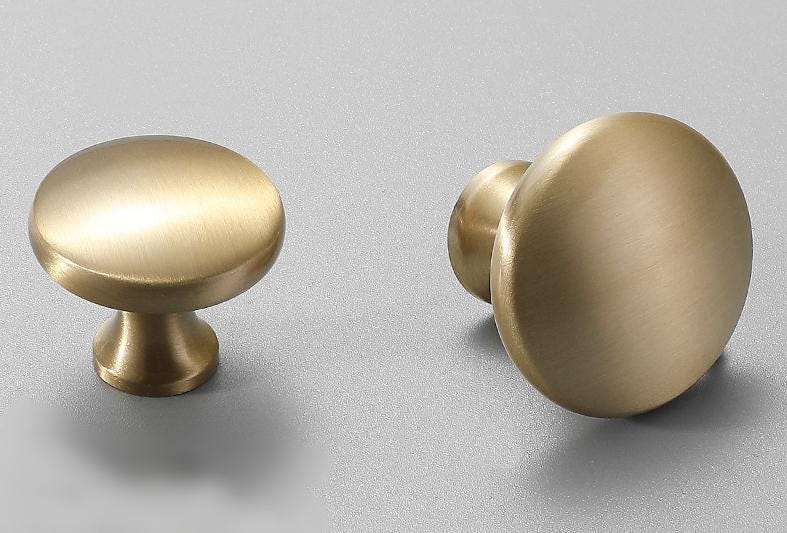 Brushed Solid Brass Drawer Knob 23 27 mm 7/8" 1 1/8" Brass Color Kitchen Door Drawer Pull Furniture Hardware Wholesale