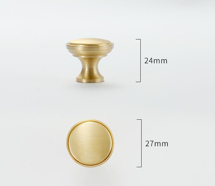 Brushed Solid Brass Drawer Knob 24 29 mm 1" 1 1/8" Brass Color Kitchen Door Drawer Pull Furniture Hardware Wholesale