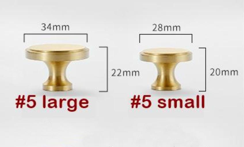 Brushed Solid Brass Drawer Knob 20 22 mm 3/4" 7/8" Brass Color Kitchen Door Drawer Pull Furniture Hardware Wholesale