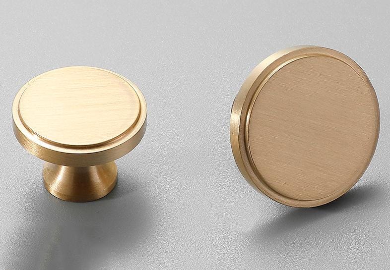 Brushed Solid Brass Drawer Knob 20 22 mm 3/4" 7/8" Brass Color Kitchen Door Drawer Pull Furniture Hardware Wholesale