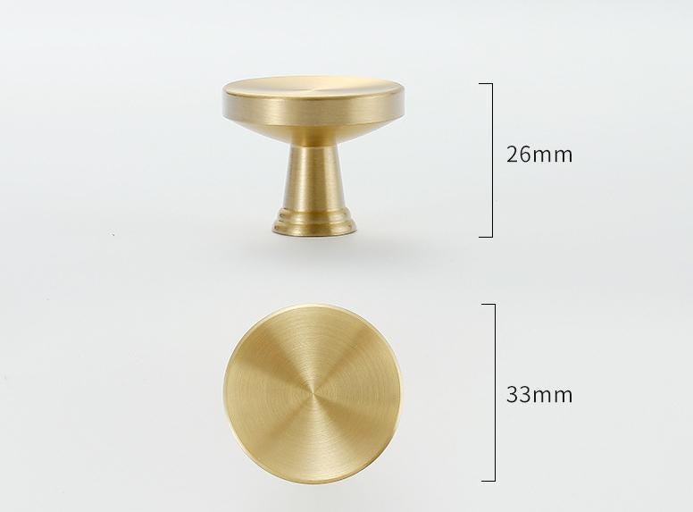 Brushed Solid Brass Drawer Knob 23 26 mm 7/8" 1" Brass Color Kitchen Door Drawer Pull Furniture Hardware Wholesale