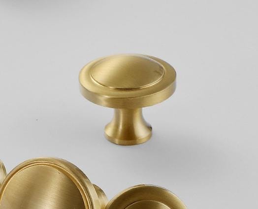Brushed Solid Brass Drawer Knob 24 27 mm 1" 1" Brass Color Kitchen Door Drawer Pull Furniture Hardware Wholesale