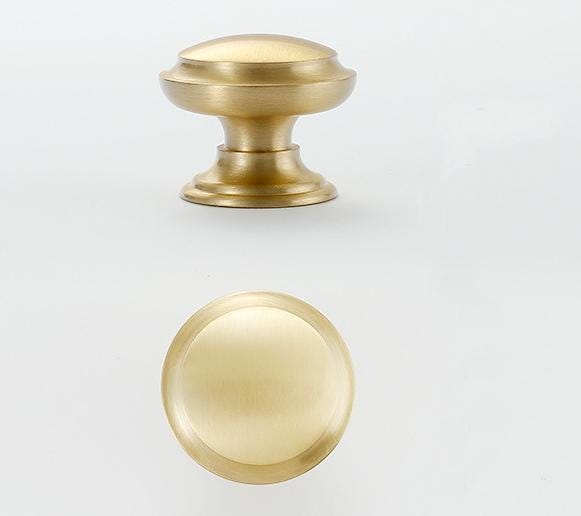 Brushed Solid Brass Drawer Knob 24 27 mm 1" 1" Brass Color Kitchen Door Drawer Pull Furniture Hardware Wholesale