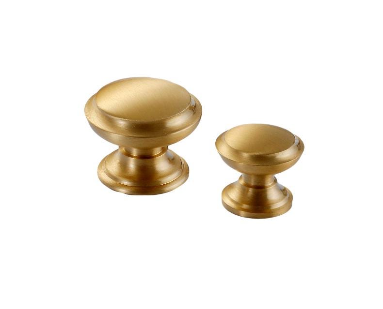 Brushed Solid Brass Drawer Knob 24 27 mm 1" 1" Brass Color Kitchen Door Drawer Pull Furniture Hardware Wholesale