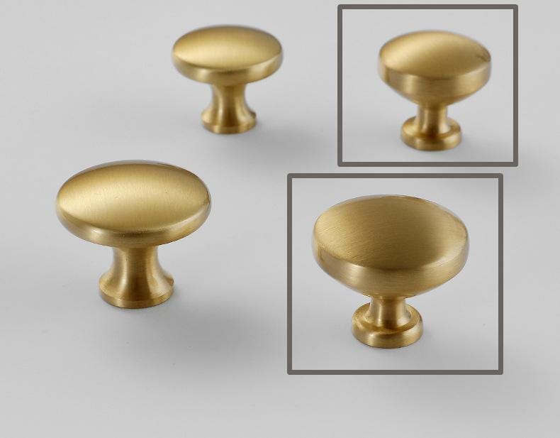 Brushed Solid Brass Drawer Knob 26 27 mm 1" 1" Brass Color Kitchen Door Drawer Pull Furniture Hardware Wholesale