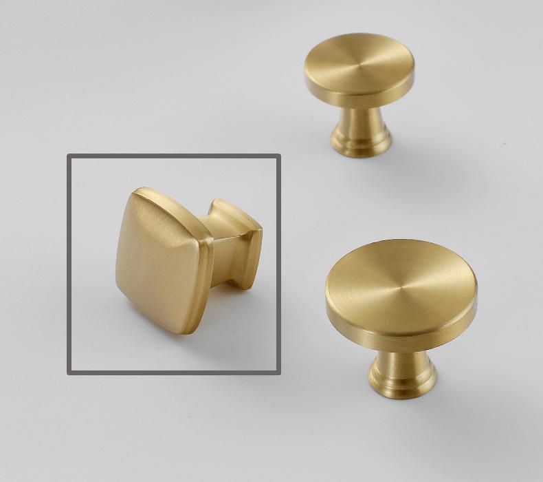 Brushed Solid Brass Drawer Knob 26 28 mm 1" 1 1/8" Brass Color Kitchen Door Drawer Pull Furniture Hardware Wholesale
