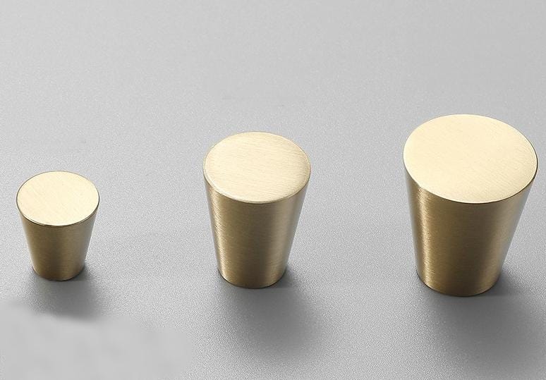 Brushed Solid Brass Drawer Knob 17 25 27 mm 3/4" 1" 1" Brass Color Kitchen Door Drawer Pull Furniture Hardware Wholesale