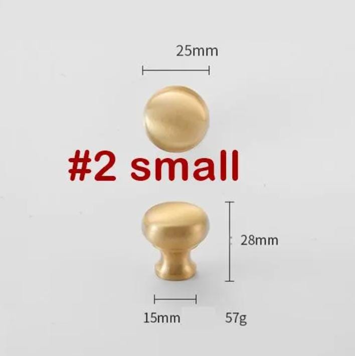 Solid Brass Round Drawer Knob 25 28 32 mm 1" 1 1/8" 1 1/4" Brass Gold Silver Color Kitchen Door Drawer Pull Furniture Hardware Wholesale