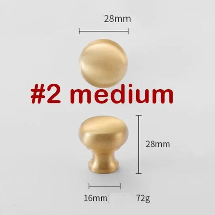 Solid Brass Round Drawer Knob 25 28 32 mm 1" 1 1/8" 1 1/4" Brass Gold Silver Color Kitchen Door Drawer Pull Furniture Hardware Wholesale