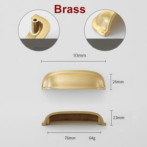 Solid Brass Cabinet Cup Pulls - Silver Finish Decorative Hardware - #3 Gold / 1pc