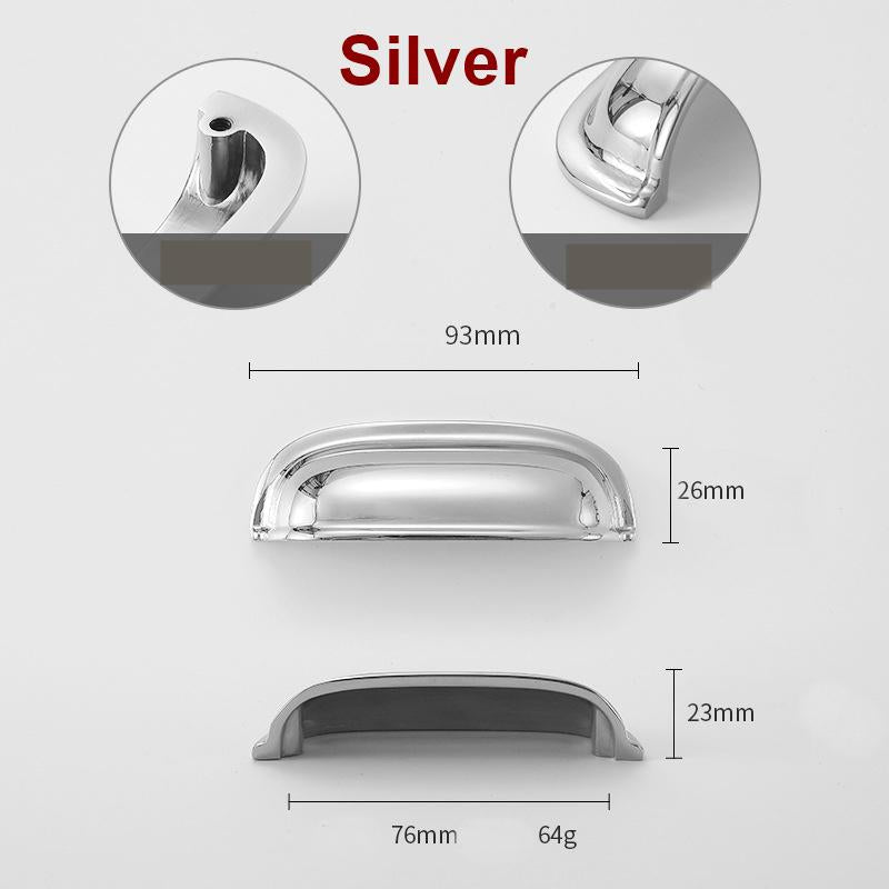 Solid Brass Cabinet Cup Pulls - Silver Finish Decorative Hardware - #3 Silver / 1pc