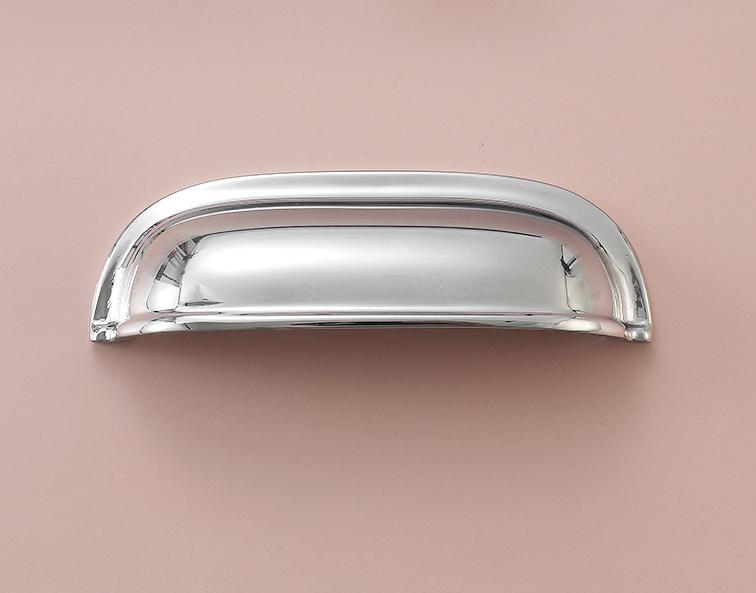 Solid Brass Cabinet Cup Pulls - Silver Finish Decorative Hardware - view 7