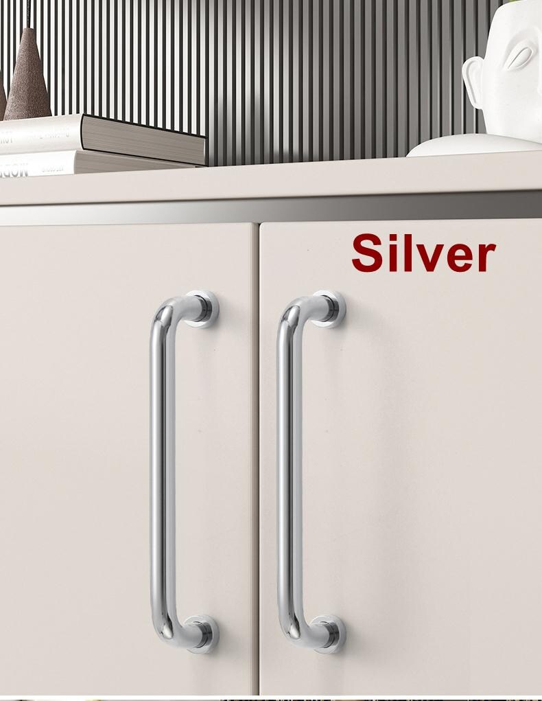 Solid Brass Cabinet Pulls & Knobs - Silver Finish for Wardrobes - #4 Brass 224mm / 1pc