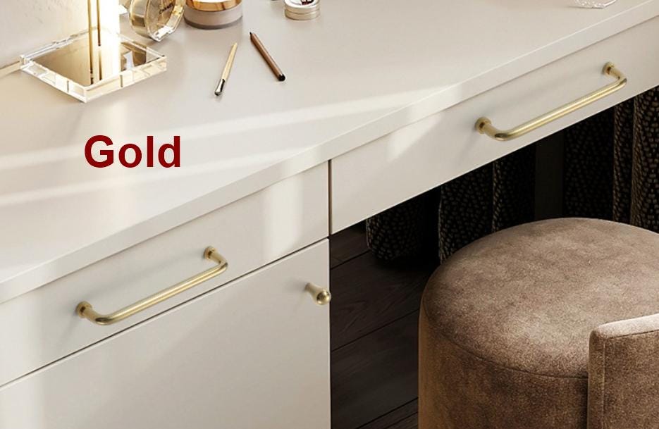 Brushed Solid Brass Drawer Pull Handle Brass Gold Silver Color 1-12 Inches 32-320mm Kitchen Cabinet Door Furniture Decor Hardware Wholesale