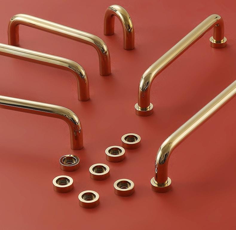 Solid Brass Cabinet Pulls & Knobs - Silver Finish for Wardrobes - #4 Gold 32mm / 1pc