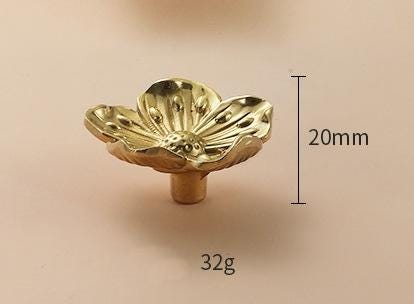 Solid Brass Flower Drawer Knob 20 38 mm 3/4" 1 1/2" Brass Color Kitchen Door Drawer Pull Furniture Hardware Wholesale