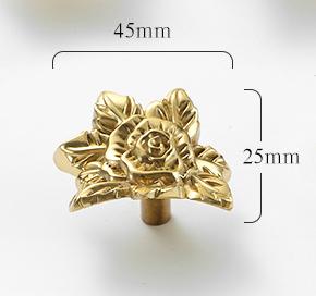 Solid Brass Flower Drawer Knob 25 45 mm 1" 1 3/4" Brass Color Kitchen Door Drawer Pull Furniture Hardware Wholesale