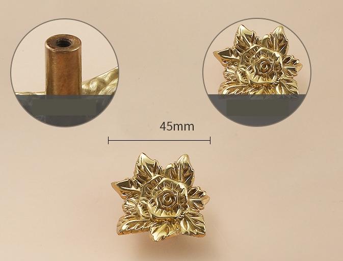 Solid Brass Flower Drawer Knob 25 45 mm 1" 1 3/4" Brass Color Kitchen Door Drawer Pull Furniture Hardware Wholesale