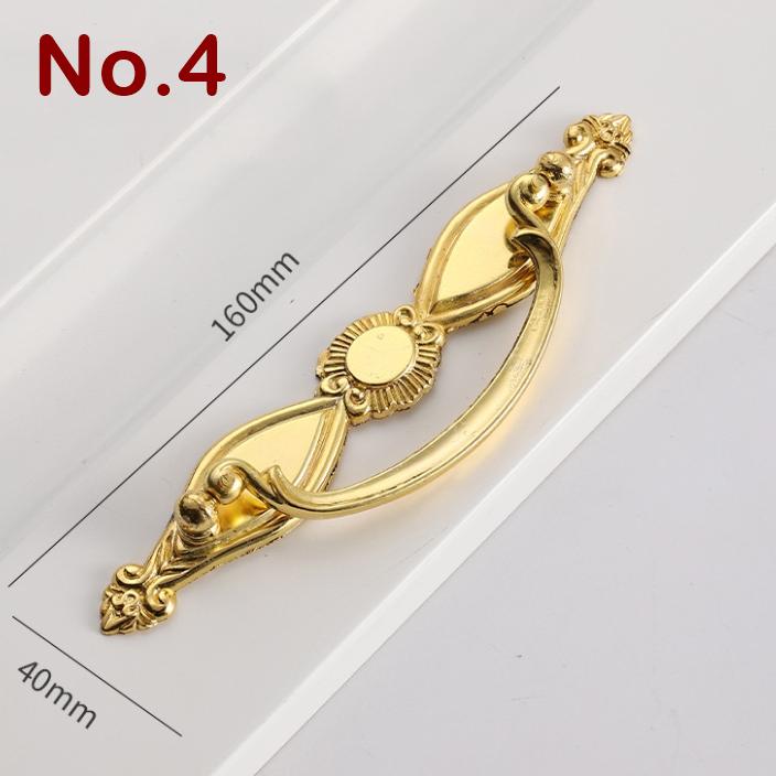 Alloy Floral Door Knocker Ring Pulls - Black Finish for Wardrobes - No.1 Gold / 1pc