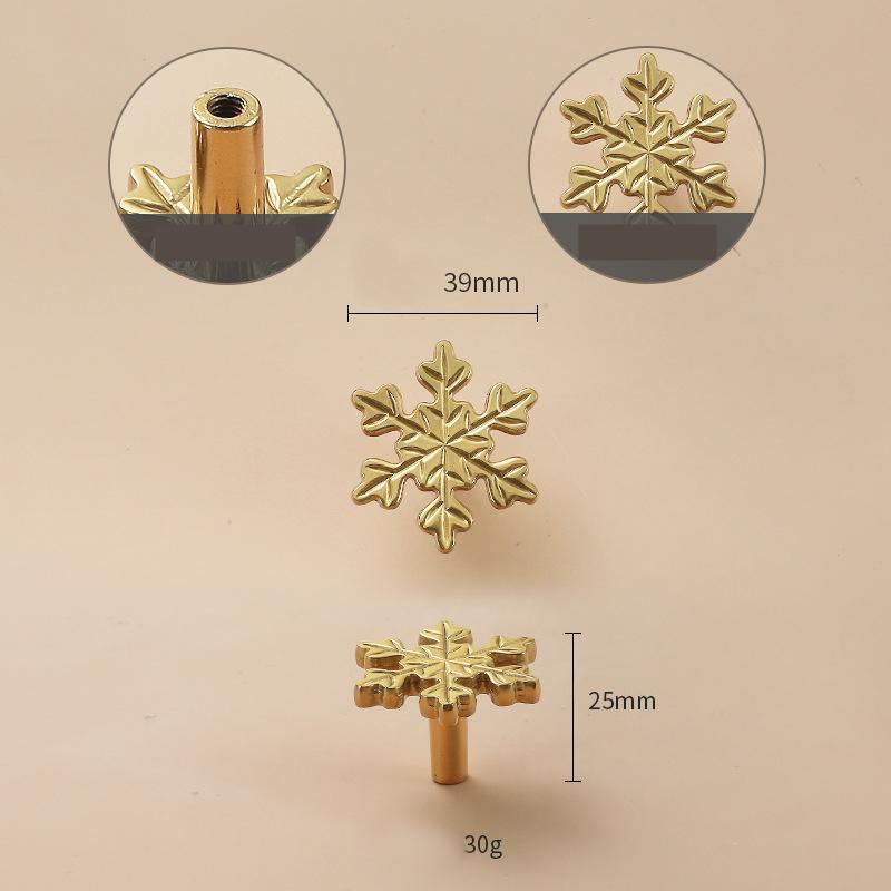 Solid Brass Snowflake Drawer Knob 25 39 mm 1" 1 1/2" Brass Color Kitchen Door Drawer Pull Furniture Hardware Wholesale