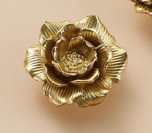 Solid Brass Flower Rose Drawer Knob 33 45 mm 1 1/4" 1 3/4" Brass Color Kitchen Door Drawer Pull Furniture Hardware Wholesale
