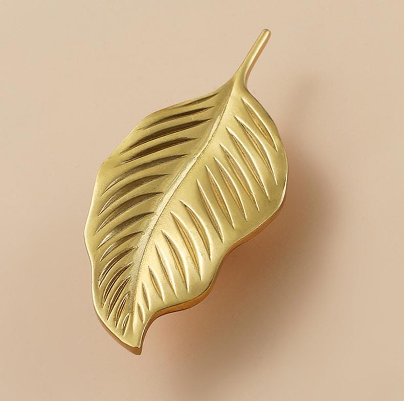 Solid Brass Leaf Drawer Knob 40 88mm 1 5/8" 3 1/2" Brass Color Kitchen Door Drawer Pull Furniture Hardware Wholesale