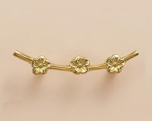 Solid Brass Floral Cabinet Pulls & Knobs - Gold Finish for Cabinets - #11 / 1pc