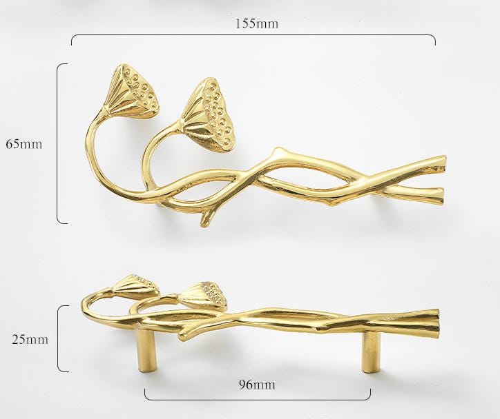 Solid Brass Floral Cabinet Pulls & Knobs - Gold Finish for Cabinets - view 4