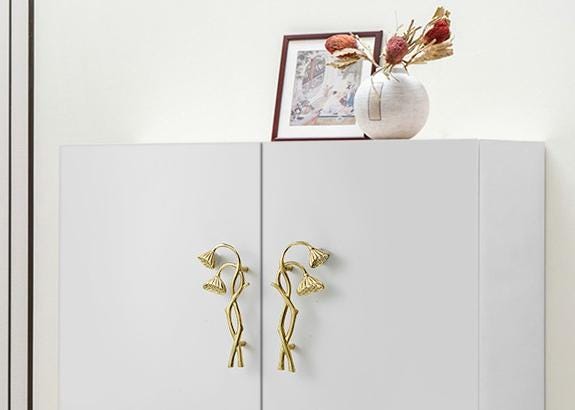 Solid Brass Flowering Branch Drawer Knob 65 155mm 2" 6" Brass Color Kitchen Door Drawer Pull Furniture Hardware Wholesale