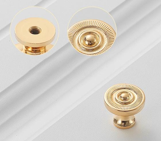 Solid Brass Drawer Knob 22 25 mm 7/8" 1" Gold Color Kitchen Door Drawer Pull Furniture Hardware Wholesale