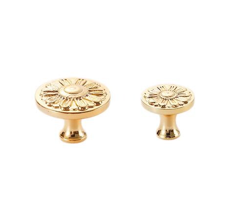Solid Brass Flower Drawer Knob 24 32 mm 1" 1 1/4" Gold Color Kitchen Door Drawer Pull Furniture Hardware Wholesale