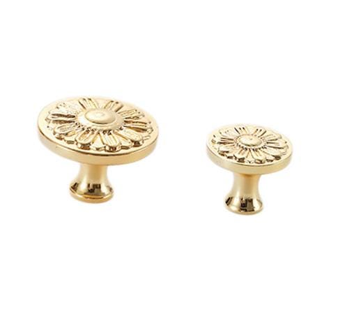 Solid Brass Flower Drawer Knob 24 32 mm 1" 1 1/4" Gold Color Kitchen Door Drawer Pull Furniture Hardware Wholesale
