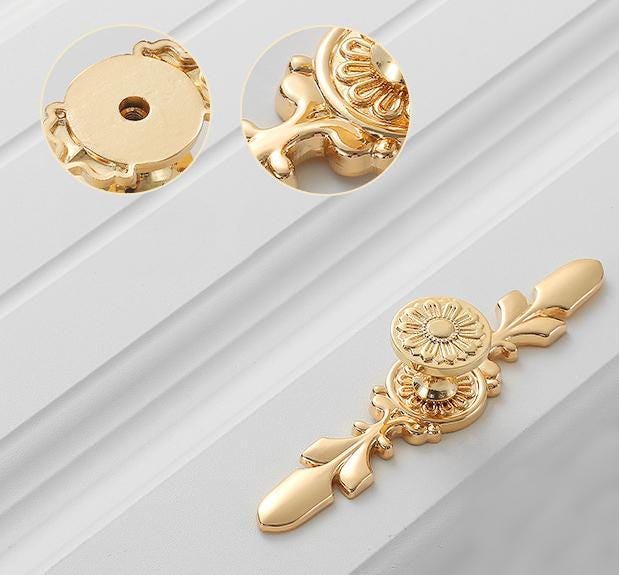 Solid Brass Floral Cabinet Pulls & Knobs - Gold Finish for Cabinets - view 4