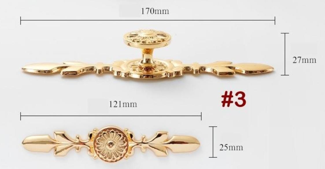 Solid Brass Flower With Leaves Drawer Knob 121 170 mm 5" 7" Gold Color Kitchen Door Drawer Pull Furniture Hardware Wholesale