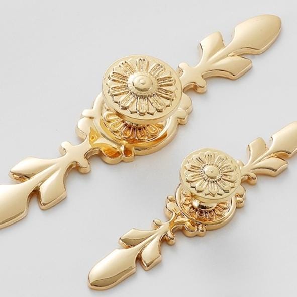 Solid Brass Floral Cabinet Pulls & Knobs - Gold Finish for Cabinets - view 7