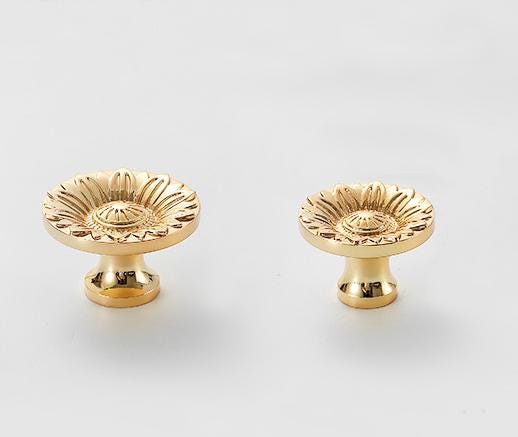 Solid Brass Flower Drawer Knob 27 33 mm 1" 1 1/4" Gold Color Kitchen Door Drawer Pull Furniture Hardware Wholesale
