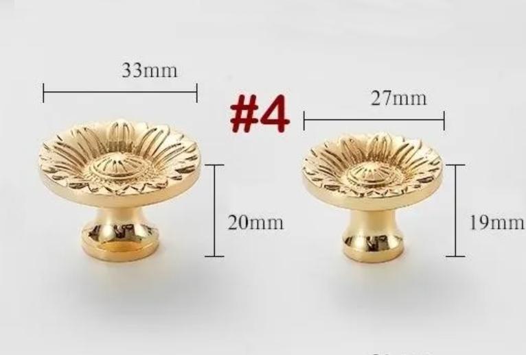 Solid Brass Flower Drawer Knob 27 33 mm 1" 1 1/4" Gold Color Kitchen Door Drawer Pull Furniture Hardware Wholesale