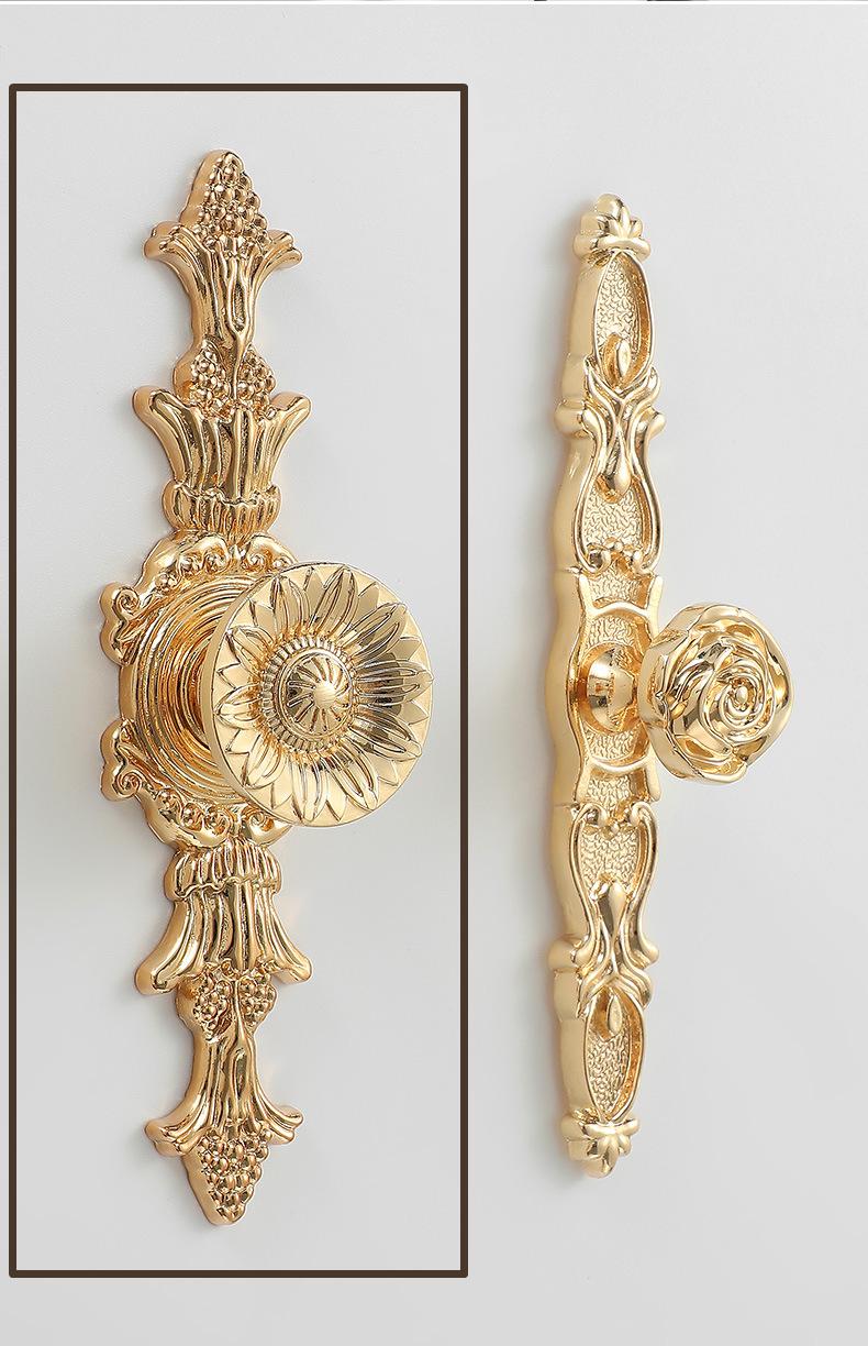 Solid Brass Flower With Leaves Drawer Knob 23/25 140 mm 1" 6" Gold Color Kitchen Door Drawer Pull Furniture Hardware Wholesale