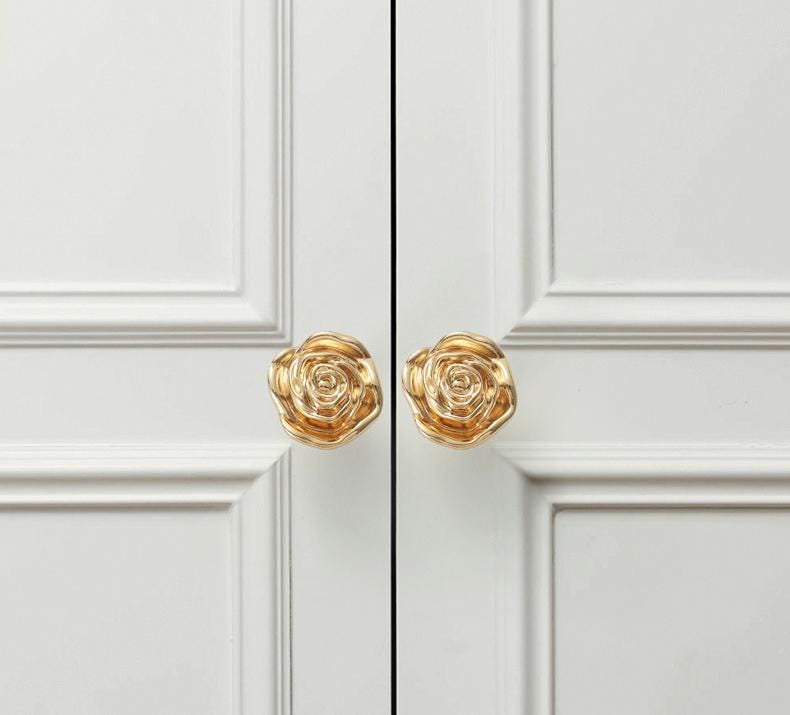Solid Brass Flower Drawer Knob 24 31 mm 1" 1 1/4" Gold Color Kitchen Door Drawer Pull Furniture Hardware Wholesale