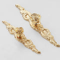 Solid Brass Floral Cabinet Pulls & Knobs - Gold Finish for Cabinets - #7 149mm / 1pc