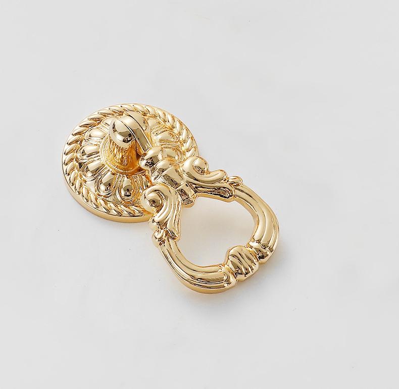 Solid Brass Drop Ring Drawer Pull Knob Door Knocker 34 60 mm 1 3/8 2 3/8 Inches Gold Color Kitchen Furniture Hardware Wholesale Bulk