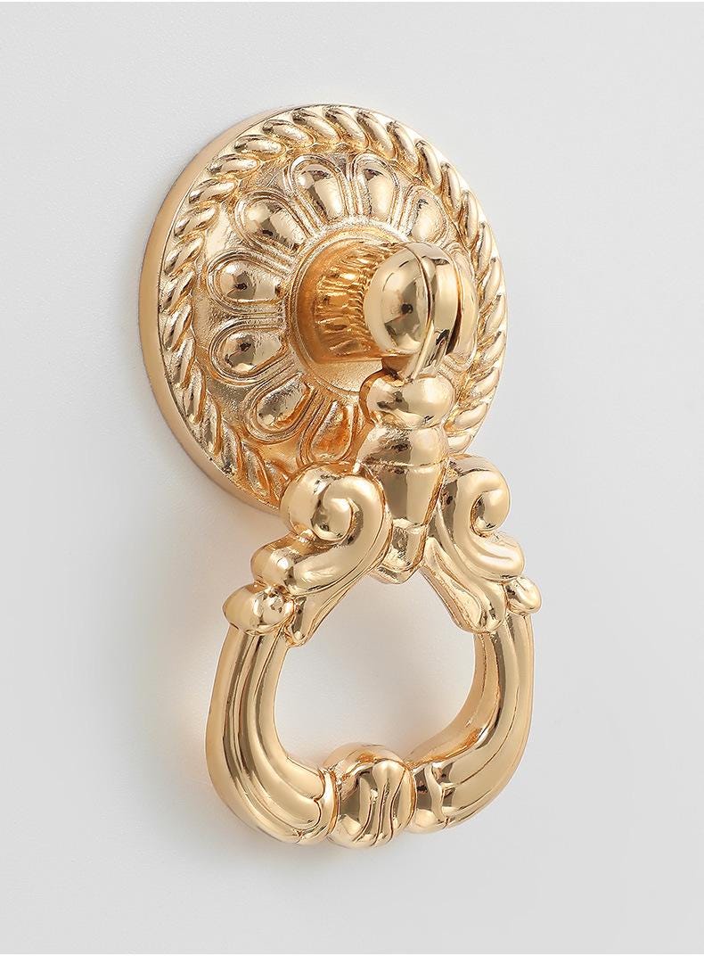 Solid Brass Drop Ring Drawer Pull Knob Door Knocker 34 60 mm 1 3/8 2 3/8 Inches Gold Color Kitchen Furniture Hardware Wholesale Bulk