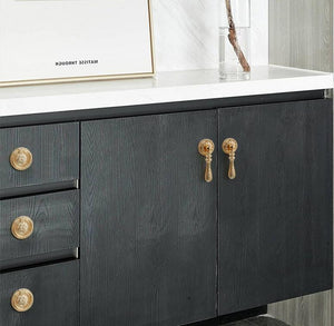 Solid Brass Floral Cabinet Cup Pulls - Gold Finish for Wardrobes - view 5