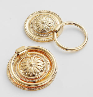 Solid Brass Floral Cabinet Cup Pulls - Gold Finish for Wardrobes - view 8