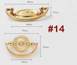Solid Brass Drop Ring Door Knocker Ring Pulls - Gold Finish Hardware - #14 94mm / 1pc