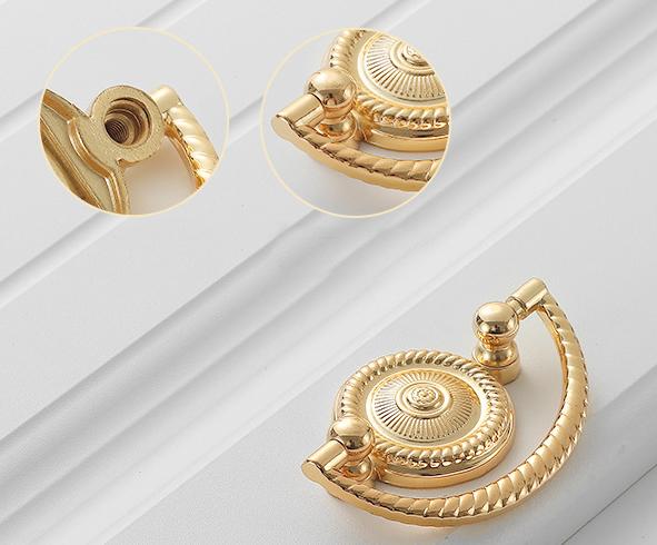 Solid Brass Drop Ring Drawer Pull Knob Door Knocker 78 94 mm 3 4 Inches Gold Color Kitchen Furniture Hardware Wholesale Bulk