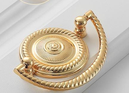 Solid Brass Drop Ring Drawer Pull Knob Door Knocker 78 94 mm 3 4 Inches Gold Color Kitchen Furniture Hardware Wholesale Bulk