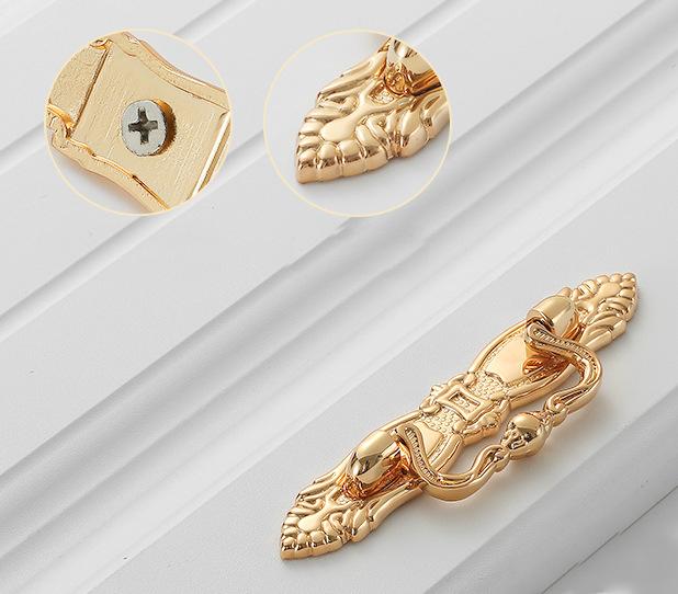 Solid Brass Drop Ring Drawer Pull Knob Door Knocker 114 171 mm 4 1/2 6 3/8 Inches Gold Color Kitchen Furniture Hardware Wholesale Bulk