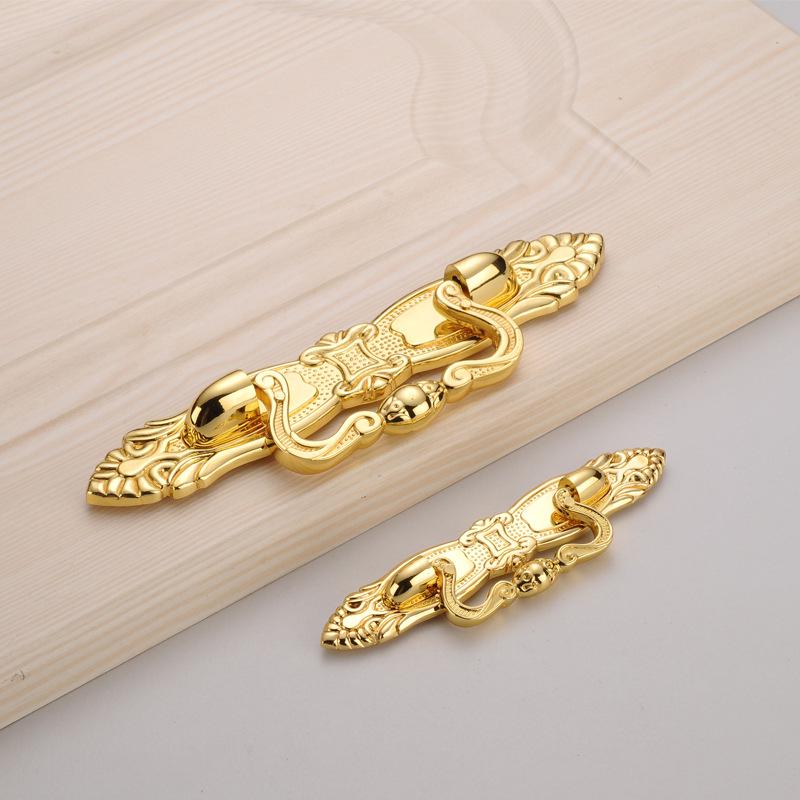 Solid Brass Drop Ring Drawer Pull Knob Door Knocker 114 171 mm 4 1/2 6 3/8 Inches Gold Color Kitchen Furniture Hardware Wholesale Bulk