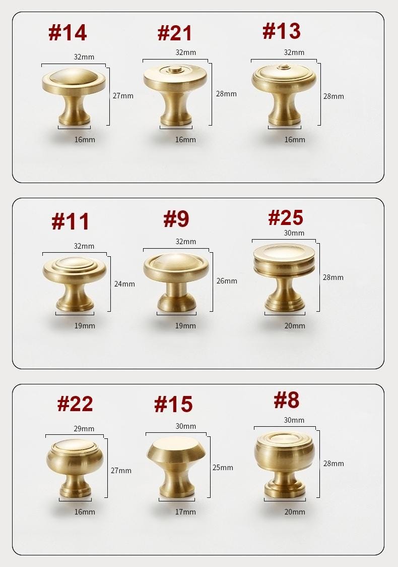 Solid Brass Cabinet Cup Pulls - Furniture for Cabinets & Drawers - #2 - 30mm / 1pc